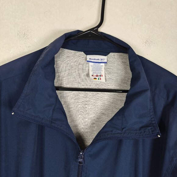 Vintage Reebok Men's Full-Zip Windbreaker Jacket Navy Blue Size XXL 90s - Picture 3 of 7